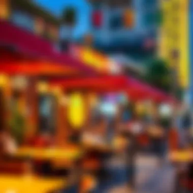 Culinary Delights in Motor City Diverse dining options with outdoor seating in a lively community atmosphere