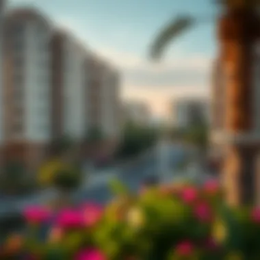 Residential Bliss in Motor City A scenic view of residential lifestyle in Motor City, highlighting green spaces and community facilities