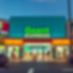 A vibrant exterior view of Geant Express South showcasing its entrance