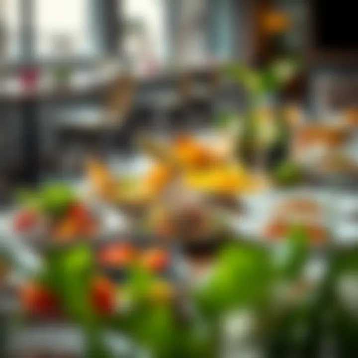 A beautifully arranged table with a variety of dishes showcasing the culinary diversity at Green Hills Restaurant.