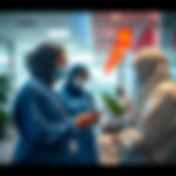 Healthcare professionals engaging with a patient