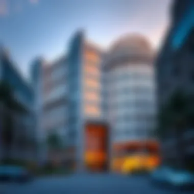 Exterior view of Hudaiba Building showcasing its unique architectural features