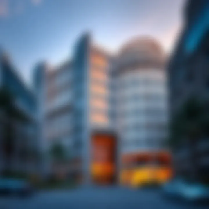 Exterior view of Hudaiba Building showcasing its unique architectural features