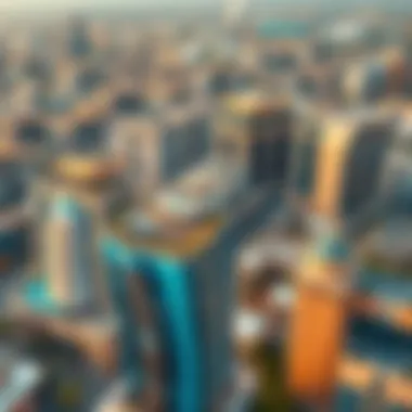 Aerial view of International City showcasing its unique architecture and layout