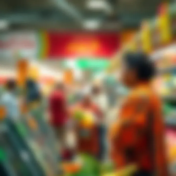 Community Engagement at the Supermarket Local community members enjoying their shopping experience