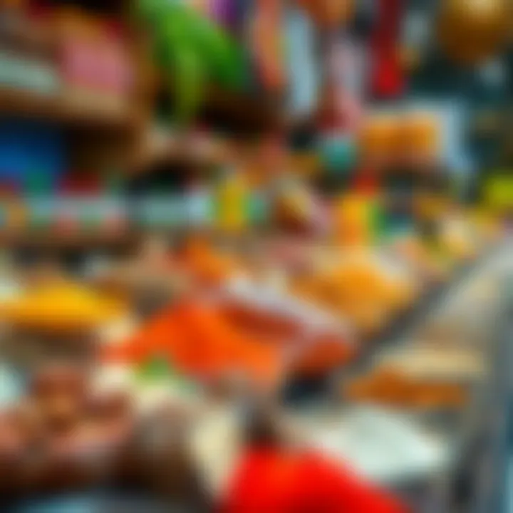 Exotic Spices and Condiments on Offer A colorful array of spices and condiments available