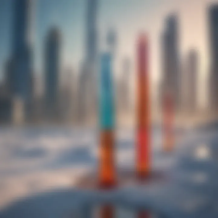 A graphic representation of temperature variations throughout the year in JLT