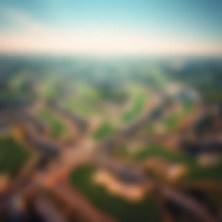 Aerial view of the golf courses in Jumeirah Golf Estate