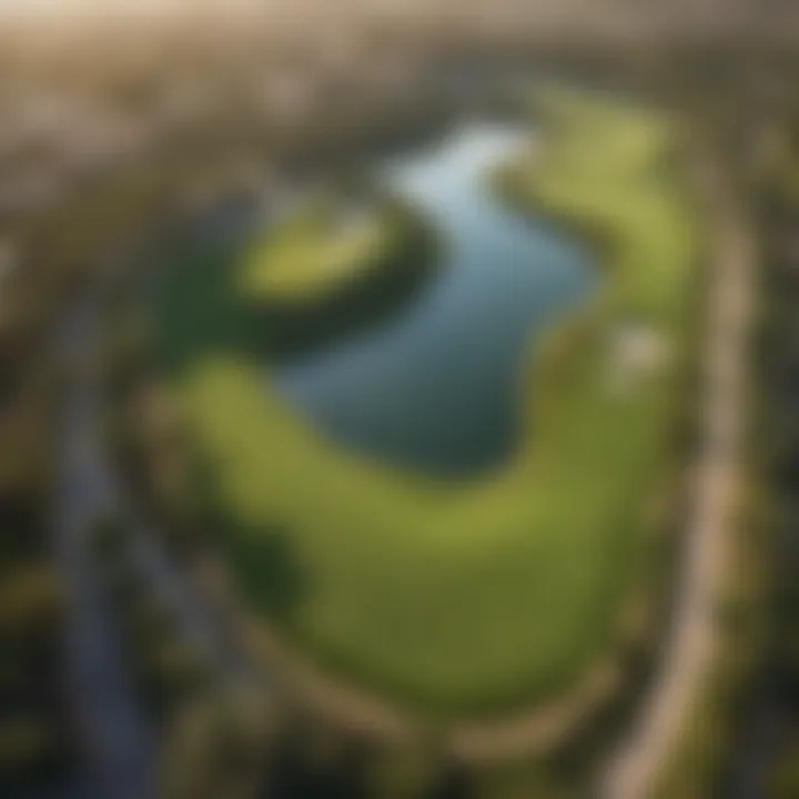 Stunning aerial view of Jumeirah Golf's lush greens