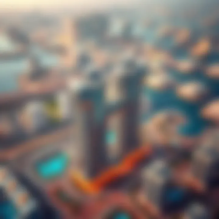 Aerial view of Jumeirah Lake Towers showcasing its unique architecture and lakeside views