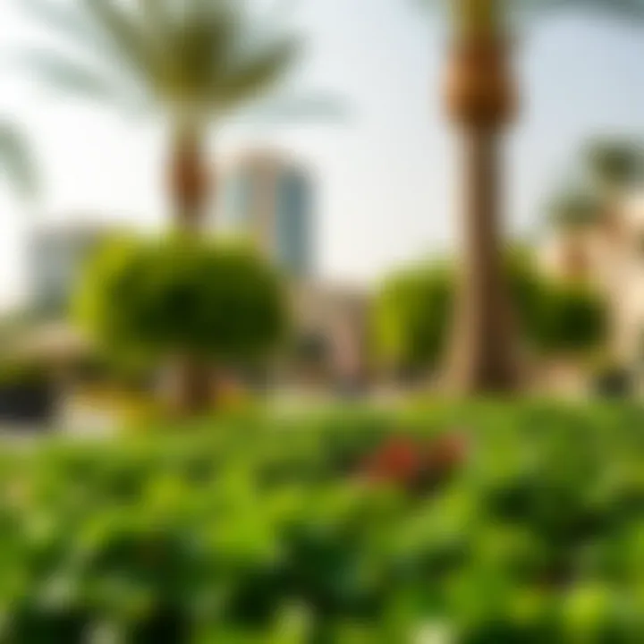 A vibrant community park in JVC showcasing lush greenery