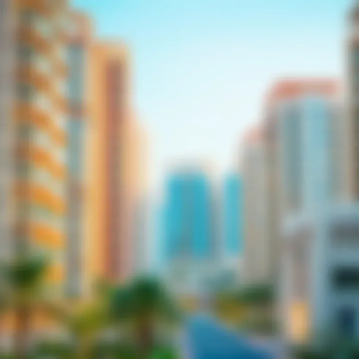 Modern residential buildings representing diverse architecture in JVC