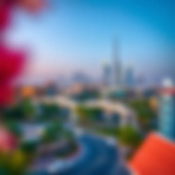 A scenic view of the Jumeirah Village Circle skyline