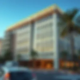 Exterior view of the Karama Pioneer Building showcasing its architectural style