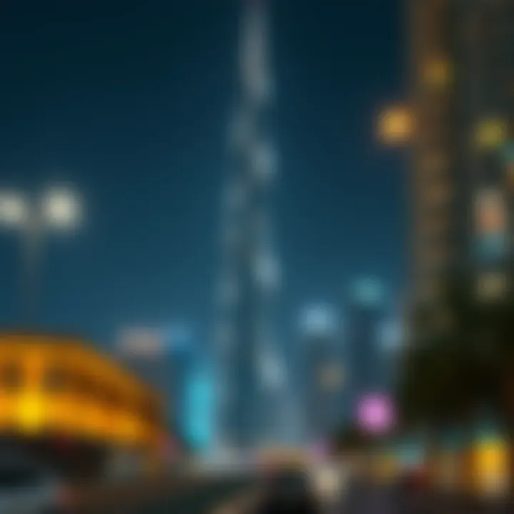 Latifa Tower: A Beacon of Light in Dubai Latifa Tower illuminated at night, highlighting its prominence