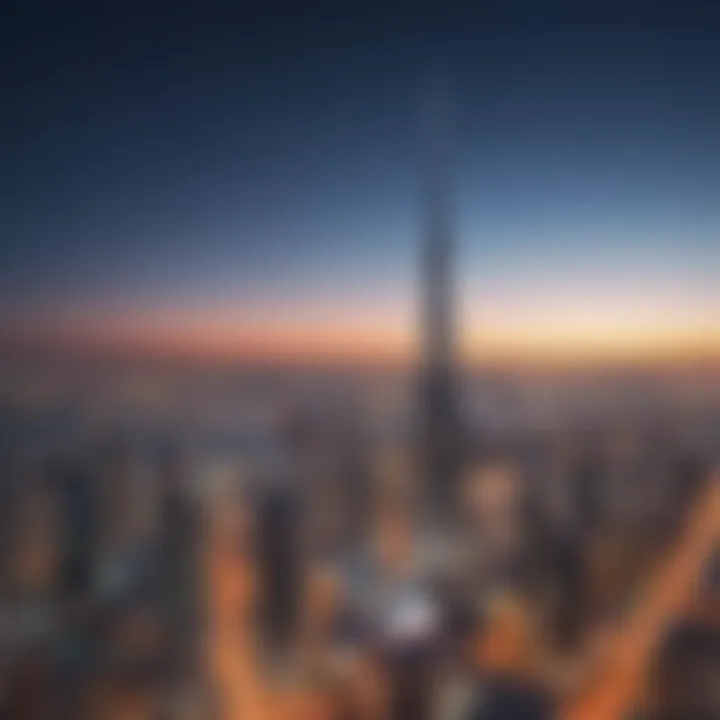 Panoramic view of Latifa Tower against the Dubai skyline