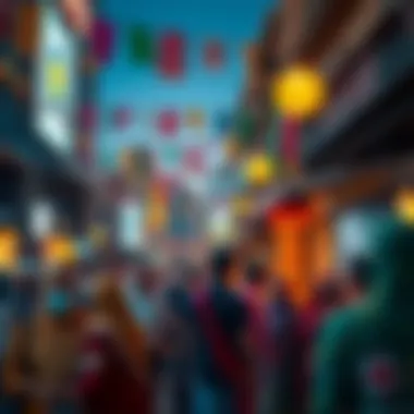 Cultural Tapestry of Living Legend Vibrant community gathering in Living Legend, representing cultural diversity