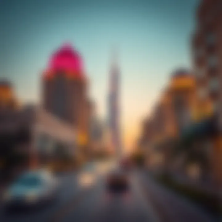 A stunning view of the architectural marvels along Lootah Avenue at dusk