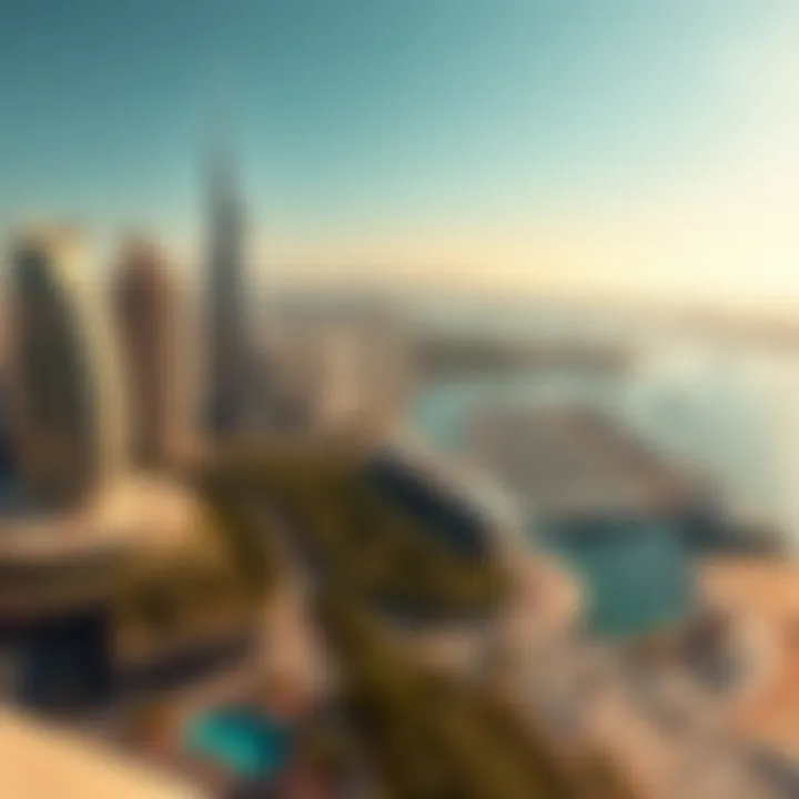 Coastal Charm of Dubai Panoramic view of Dubai's coastline featuring Marina Heights