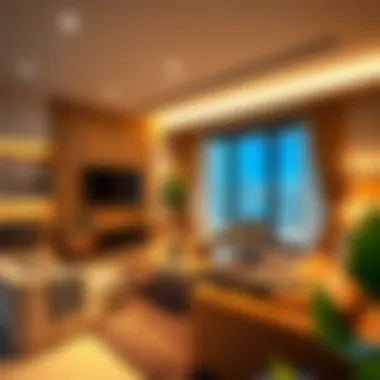 Spacious living area in a May Residence unit highlighting modern design