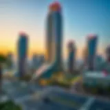 Stunning exterior view of Merano Tower at sunset