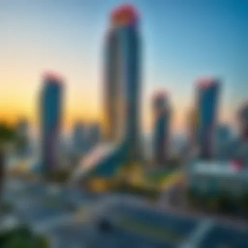 Stunning exterior view of Merano Tower at sunset