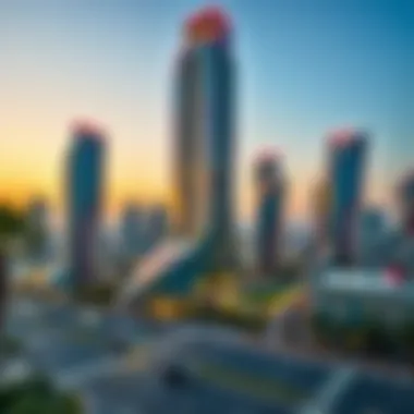 Merano Tower at Dusk Stunning exterior view of Merano Tower at sunset