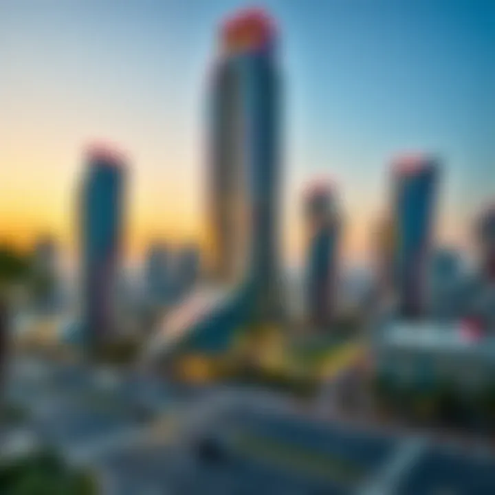 Merano Tower at Dusk Stunning exterior view of Merano Tower at sunset