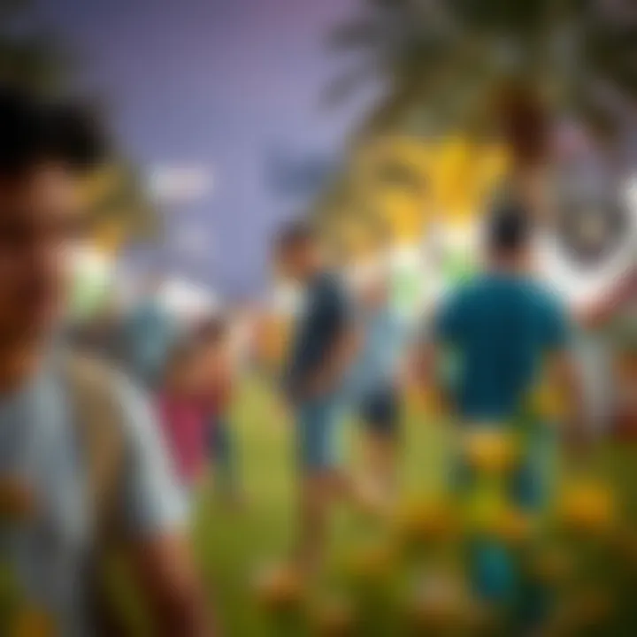 Community Engagement in Meydan Community event in Meydan with families enjoying leisure activities