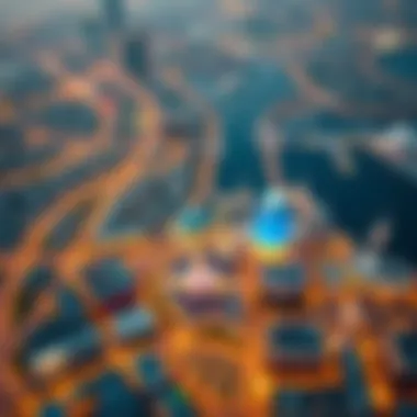 Aerial view of Motor City showcasing its unique layout