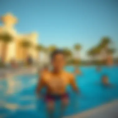 Families enjoying recreational activities at the pool