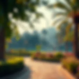 A serene view of Mushrif Park showcasing lush greenery and pathways