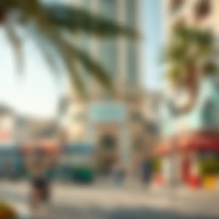 Vibrant community life surrounding the Nasser Lootah Building.