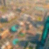 Aerial view of Motor City Dubai showcasing its unique layout