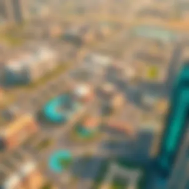 Aerial View of Motor City Aerial view of Motor City Dubai showcasing its unique layout