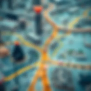 Key Routes in Motor City Map showcasing key routes and landmarks in Motor City