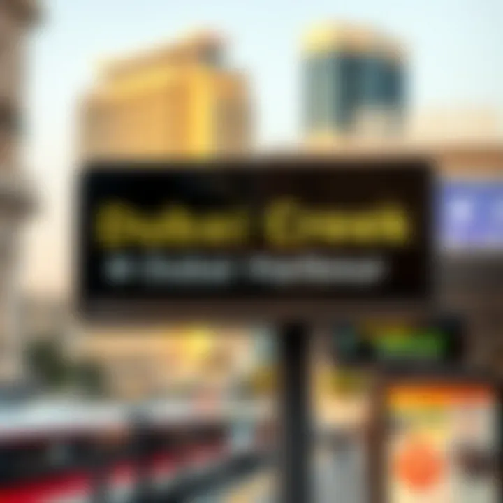 Metro Station Sign for Dubai Creek Harbour Metro station sign indicating Dubai Creek Harbour