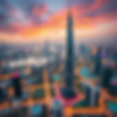 One JLT Tower Amidst the JLT Skyline Aerial view of Jumeirah Lakes Towers district highlighting One JLT Tower's position