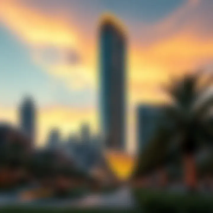 Architectural Design of Ontario Tower Stunning view of Ontario Tower's architectural design against the Dubai skyline