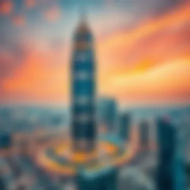 Aerial Perspective of Ontario Tower in Business Bay Aerial view of Business Bay highlighting Ontario Tower amidst the skyline