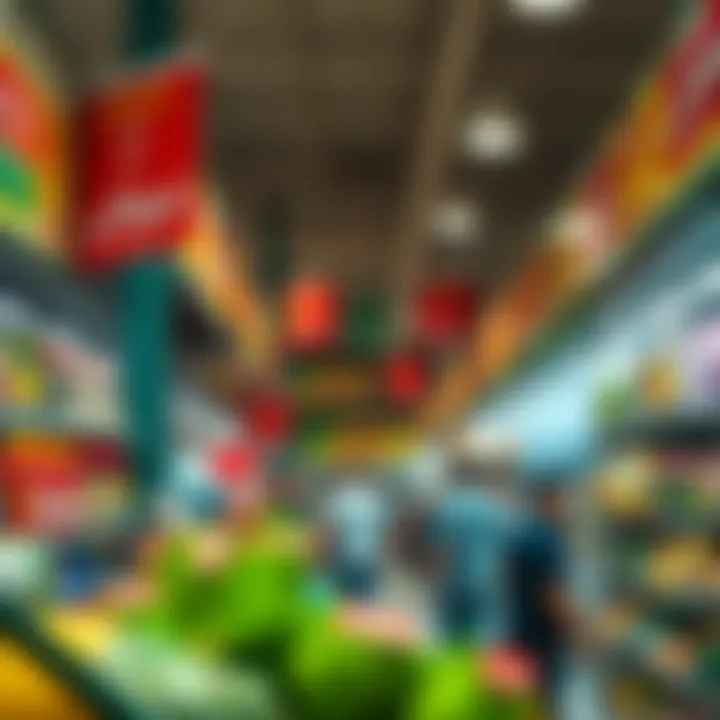 Interior shot capturing the bustling atmosphere inside the supermarket