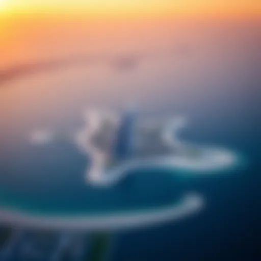 Aerial view showcasing the unique shape of Palm Jebel Ali against the coastline