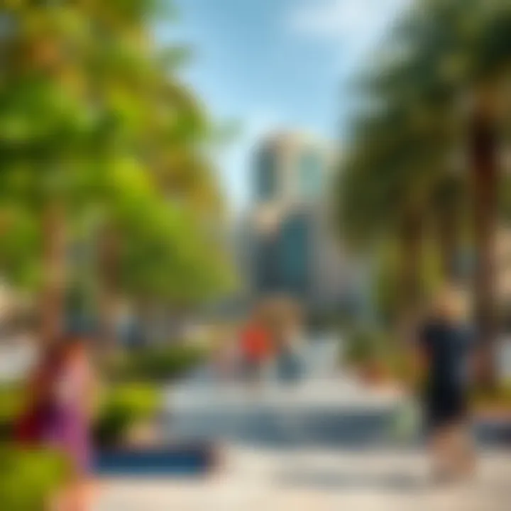 Community park in Pavilion International City with families enjoying outdoor activities