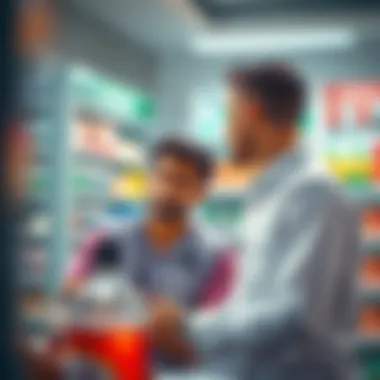 Athlete receiving advice at a pharmacy consultation