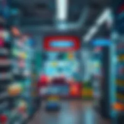 Pharmacy interior showcasing sports supplements and health products