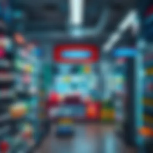 Pharmacy interior showcasing sports supplements and health products