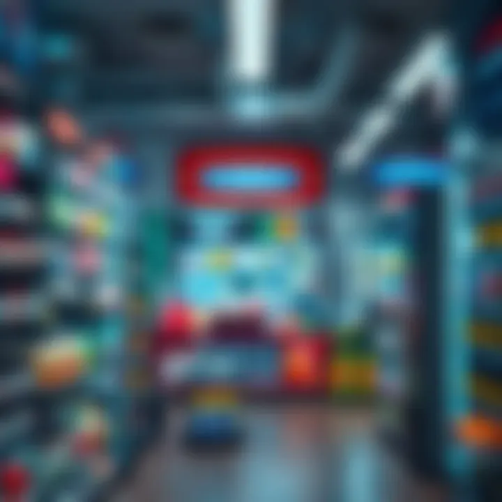 Pharmacy interior showcasing sports supplements and health products