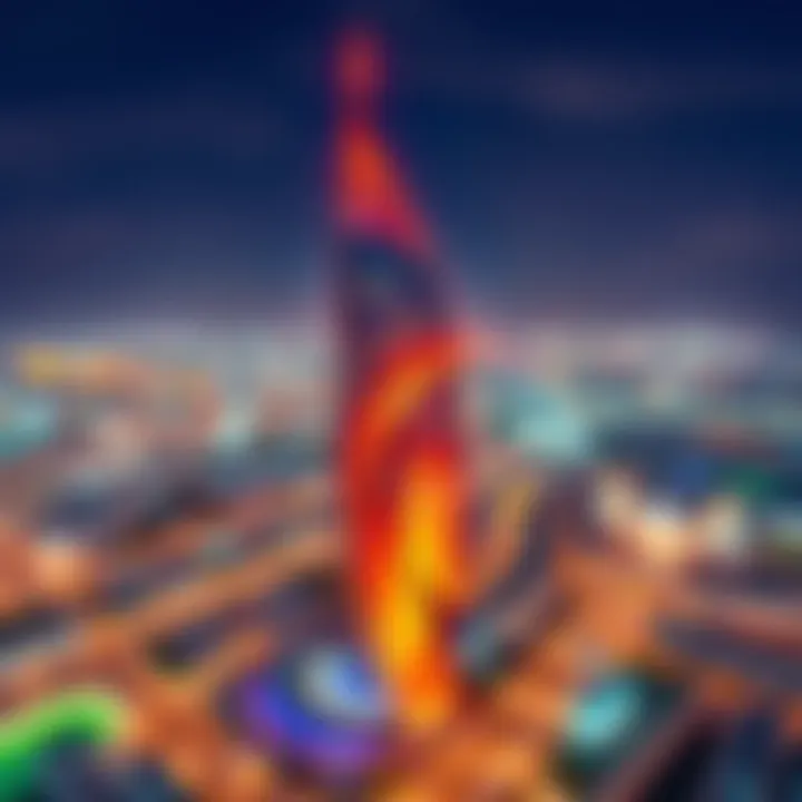 Aerial view of the Phoenix Tower within Dubai's urban landscape