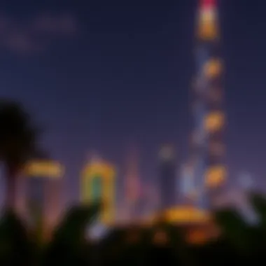 Night view of the Phoenix Tower illuminated, symbolizing Dubai's modernity