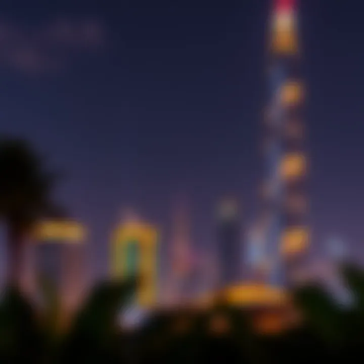 Night view of the Phoenix Tower illuminated, symbolizing Dubai's modernity
